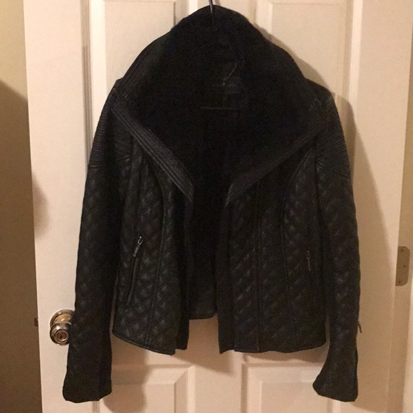 BCBGMaxAzria Jackets & Blazers - New Bcbg Maxazria fur collar vegan leather jacket